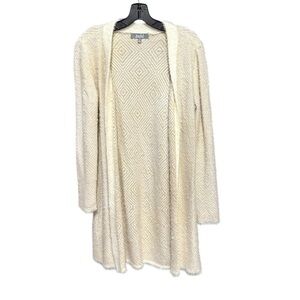 Marled Geometric Cream Eyelash Duster Sweater